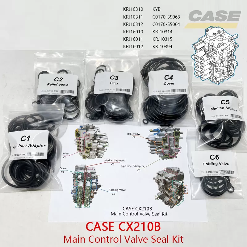 CASE CX210B Control Valve Seal Kit KRJ10310 KRJ10311 KRJ10314 KRJ10315